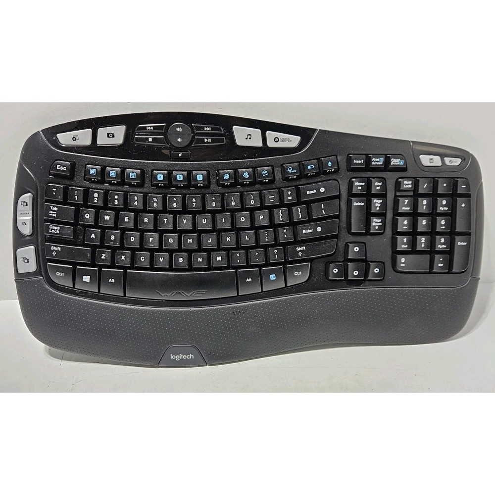 Logitech K350 Black Wave Ergonomic Wireless Keyboard NO USB Dongle Receiver
